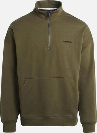 Calvin Klein Mens Embroidered Logo Qtr-Zip Track Jacket, Dark Olive - Tan/Tan - Size: 38