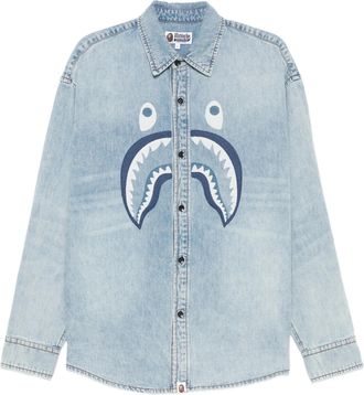 A Bathing Ape Shark Light Denim Ls Hemd M