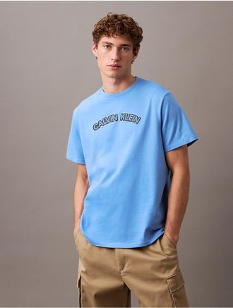 Calvin Klein Jeans Calvin Klein Mens Curve Logo Graphic Classic T-Shirt - Blue - XL