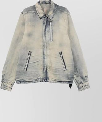 Rick Owens zip front denim jkt with collared design