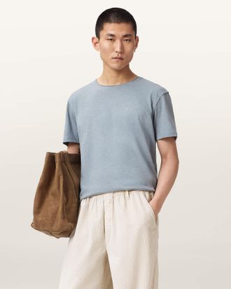 AllSaints Cotton Flax Short Sleeve Ramskull T-Shirt, Size: XXL