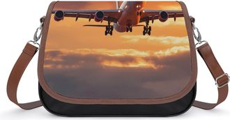 Generic Flying Plane Airplane Sunset Small Womens Crossbody Bags Shoulder Handbag with Adjustable Strap for Travel