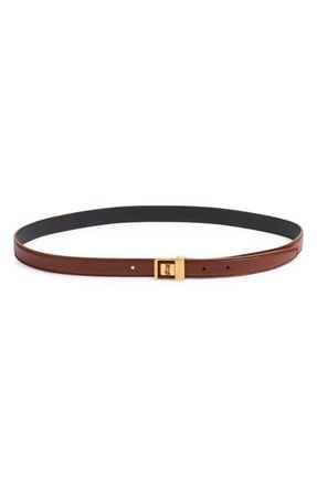 Saint Laurent La 66 Buckle Leather Belt in Wet Clay at Nordstrom, Size 100