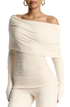 Naked Wardrobe Off the Shoulder Top in Cream at Nordstrom Rack, Size Medium