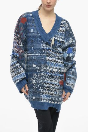 Maison Margiela MM0 Pullover in Misto Lana con Collo a V Maison Margiela