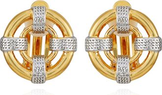 T Tahari Two-Tone Clip-On Stud Earrings in Gold Tone at Nordstrom Rack