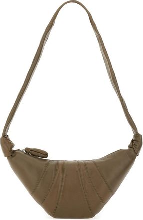 Christophe Lemaire Womens Shoulder Bag Croissant Brown Leather
