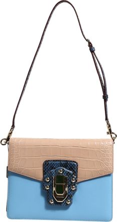 Dolce & Gabbana Blue Beige Exotic Leather LUCIA Crossbody Womens Bag