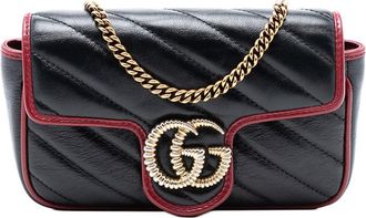 Gucci Pre-owned Gucci Super Mini GG Marmont Matelasse Leather Torchon Flap Crossbody Ladies 574969 496334