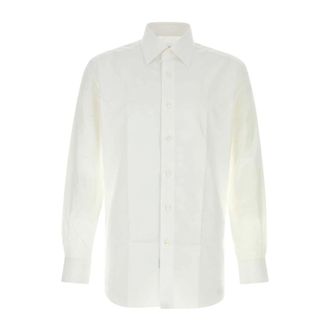Brioni Formal Shirts, male, White, Size: L Essential Cotton Formal Shirt