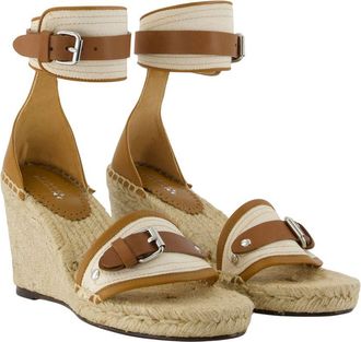 Isabel Marant Womens Oliha Wedge Sandal Beige Cotton Heels