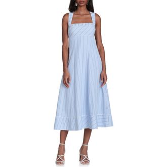 Avec Les Filles Stripe Sleeveless Midi Dress in Blue Stripe at Nordstrom, Size 10
