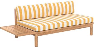 Rendez-Vous D&eacute;co Sof&aacute; de jard&iacute;n de teca maciza y cojines a rayas amarillas 2 plazas