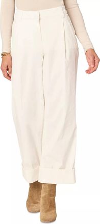 Democracy Pleated Cuffed Wide-Leg Pants In Off White