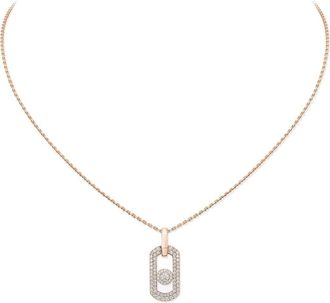 Messika So Move Diamond Pav&eacute; 18K Gold Necklace in Pink Gold at Nordstrom