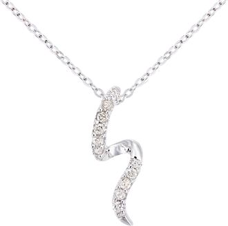 Diamant L'&eacute;ternel Womens 9ct White Gold Diamond S Design Pendant Necklace of Length 46cm - One Size