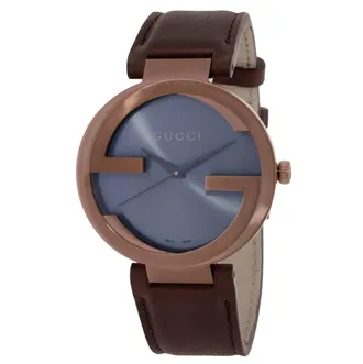 Gucci Interlocking Quartz Brown Dial Mens Watch YA133214