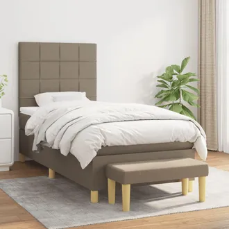 vidaXL Vidaxl - Cama Box Spring Con Colch&oacute;n Tela Gris Taupe 80x200 Cm