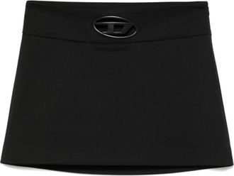 Diesel Minirok met Cut-Out Logo - Dames - Korte rokken - Zwart - S - Wol - Rokken