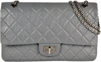 Chanel Pre-owned Leather chanel-bags - Dames - Vintage Schoudertas - Grijs - ONE Size - Leer - Vintage