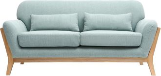 Miliboo Sof&aacute; N&oacute;rdico 2 Plazas Azul Claro Patas Madera Yoko