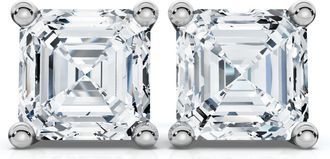 Pompeii3 2.04Ct Asscher Cut Diamond Studs 14k White Gold Lab Grown Earrings