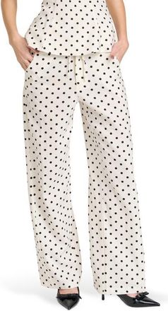 Wayf Lilah Polka Dot Wide Leg Pants in Ivory Polka Dot at Nordstrom, Size X-Small