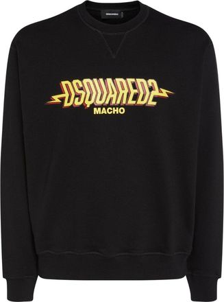 Dsquared2 Mens Macho Logo Black Sweatshirt Cotton - Size X-Large
