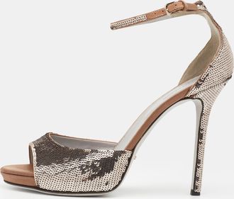 Sergio Rossi Metallic Sequins Ankle Strap Sandals