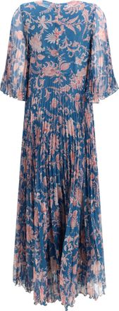 Etro Womens Maxi Pleated Dress With Flared Sleeves X0888 Polyester