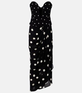 Adriana Degreas Polka-dot draped midi dress