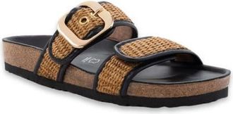 Naot Nashville Double Band Slide Sandal in Black/Brown Raffia at Nordstrom, Size 11Us