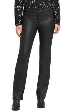 NYDJ Coated Faux Leather Straight Leg Pants in Black Coated at Nordstrom, Size 14P
