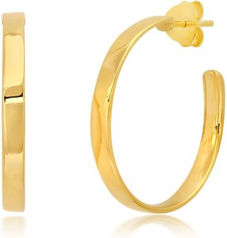 MAX + STONE 18K Yellow Gold Over Sterling Silver Vermeil High Polish Curved Hoops
