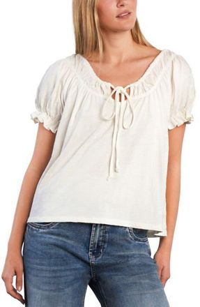 BILLY T Gathered Cotton Peasant T-Shirt in White Flower at Nordstrom, Size X-Large