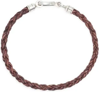 Caputo & Co. Twisted Braid Leather Bracelet in Antique Brown at Nordstrom