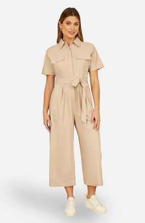 Yumi Utility Relaxed Fit Jumpsuit in Stone at Nordstrom, Size 12