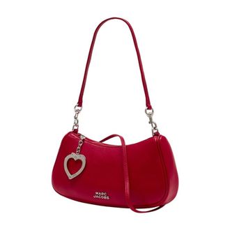 Marc Jacobs Womens Leather Heart Charm Shoulder Bag Red Cowhide