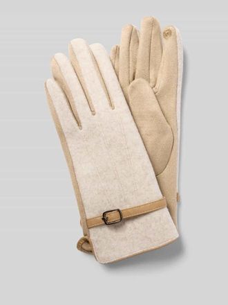 Eem Fashion Handschuhe mit Dornschlie&szlig;e in Beige, Gr&ouml;&szlig;e L