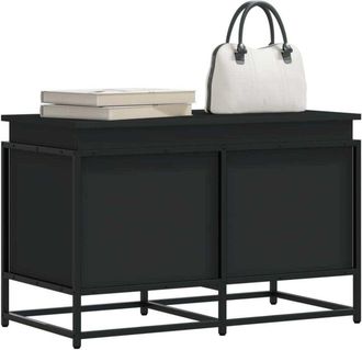 vidaXL Caja Almacenaje Con Tapa Madera Ingenier&iacute;a Negro 80x40x51,5 Cm Vidaxl