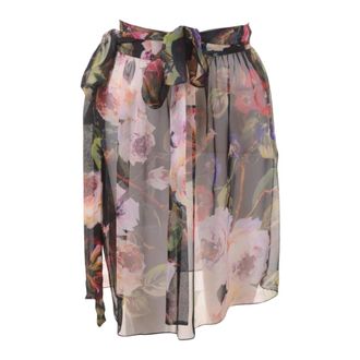 Dolce & Gabbana Midi Skirts, female, Black, Size: S Flowers Skirt