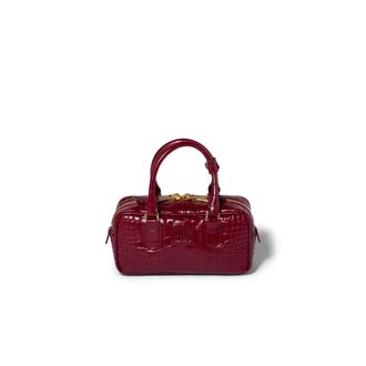 Miu Miu Arcadie Crocodile Embossed Calfskin Bag, Woman, Cherry Red