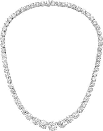 Diana M. Jewels 14kt White Gold 110cts lab grown Round diamond 4 Prong Graduated tennis necklace