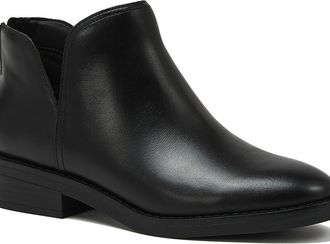 Lands End Essential Zip Up Ankle Booties in Black Leather at Nordstrom, Size 6.5
