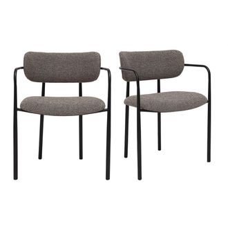 Miliboo Miliboo - Sillas De Tela Texturizada Color Topo Y Metal Negro (juego De 2) Swift