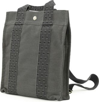 Herm&egrave;s Gray Canvas Backpack Tote Bag (Pre-Owned)