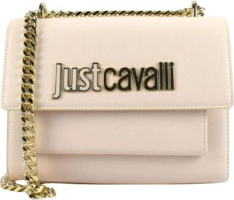 Just Cavalli Metalen Lettering Crossbody Tas - Dames - Schoudertassen - Beige - ONE Size - Tassen