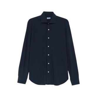 Barba Spread Collar Shirt - Heren - Zakelijke Overhemden - Blauw - S - Katoen - Overhemden