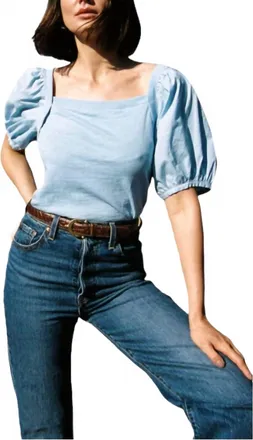 Nation Ltd Naya Puff Sleeve Top In Powder Blue