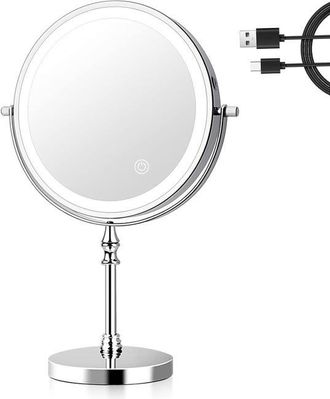 OEM Espejo De Aumento Iluminado De 8 Pulgadas, Espejo De Maquillaje Iluminado De 3 Colores, Aumento De 1x/10x, Carga Usb, Espejo De Mesa Giratorio De 360&deg;